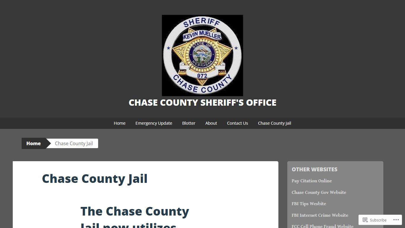 Chase County Jail | Chase County Sheriff's Office